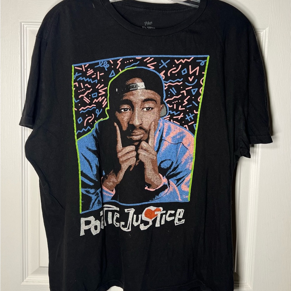 Vintage Style Poetic Justice Tupac Graphic Tee – Black (Size XL )